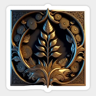 Just a Golden Floral Ornament Sticker